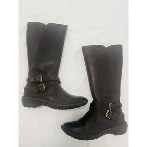 UGG Womens Leather‎ Shearling Lined Zip Buckle Straps Tall Boots Size 6